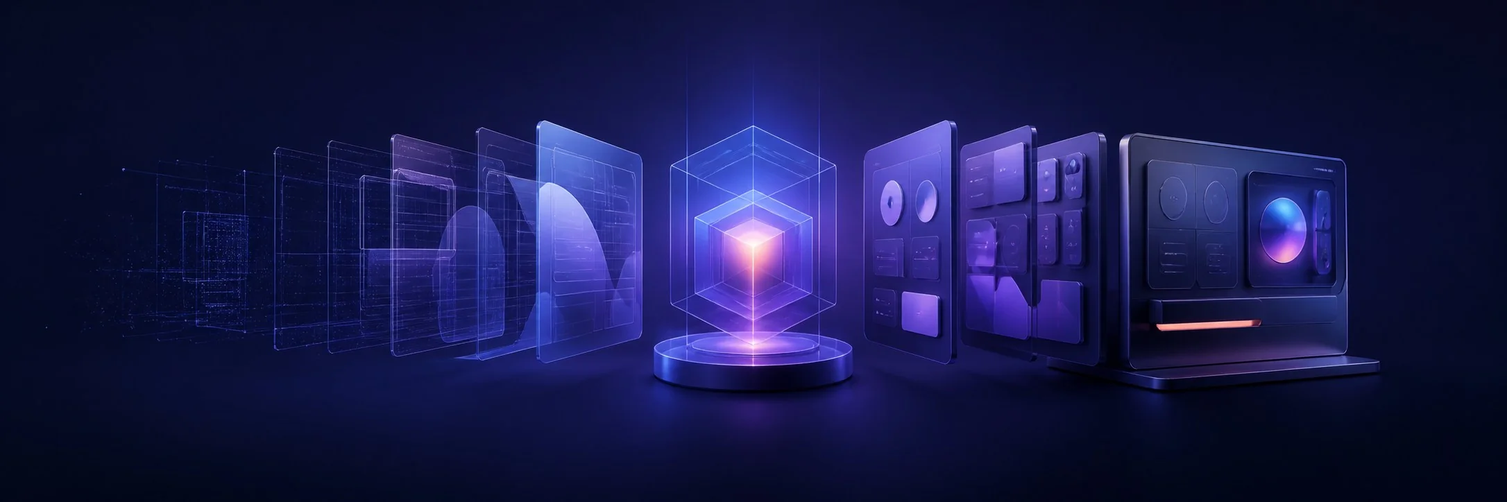 Capas de interfaces digitales evolucionando desde un prototipo hasta un producto terminado